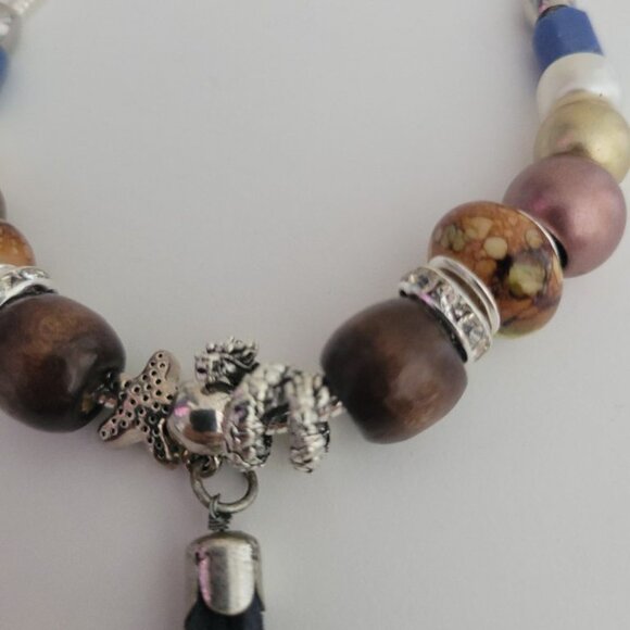 NWT Pandora Style Charm Bracelet Woodland Fringe Snake Serpent Star Rhinestones - Picture 8 of 10